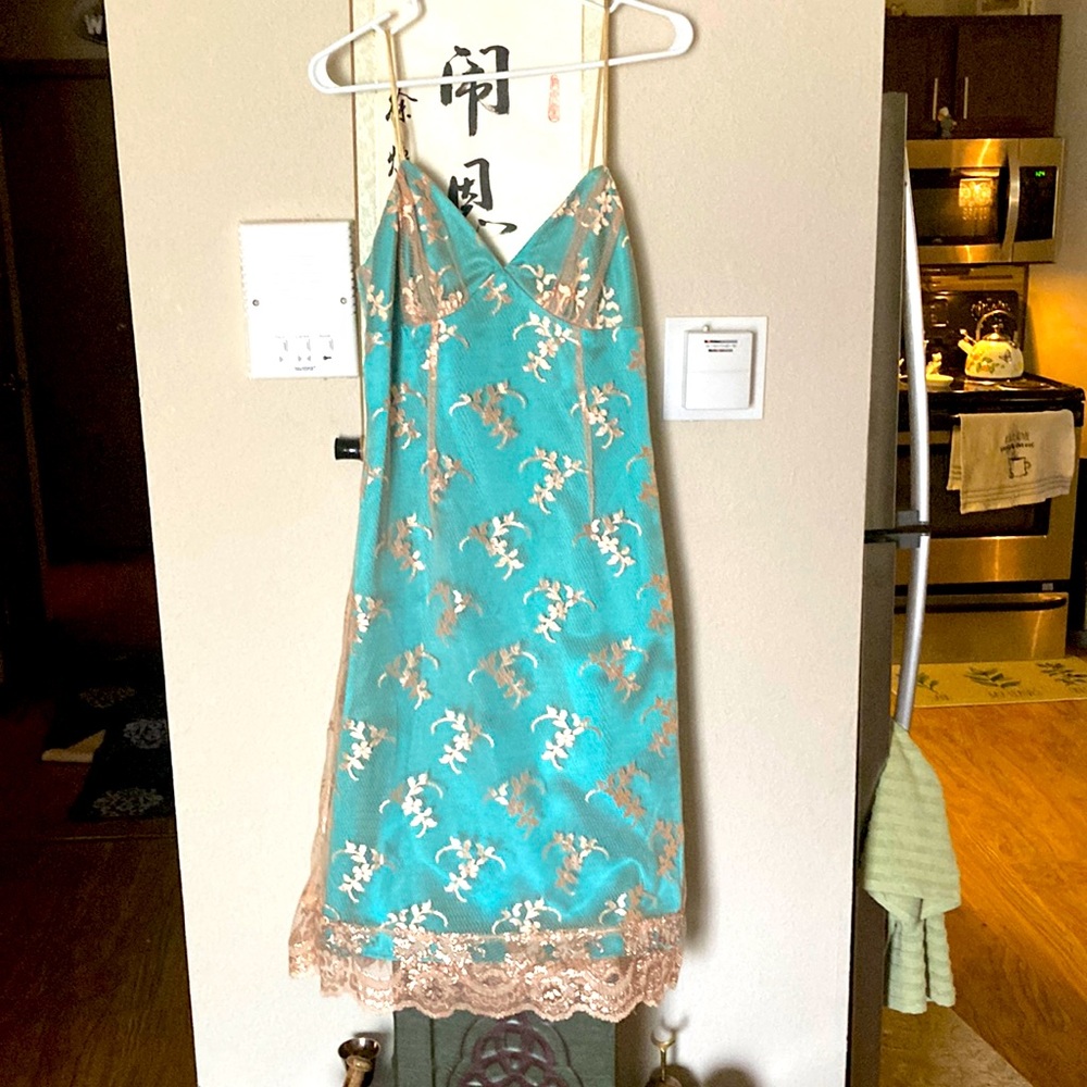 Blue and gold Slip Dress